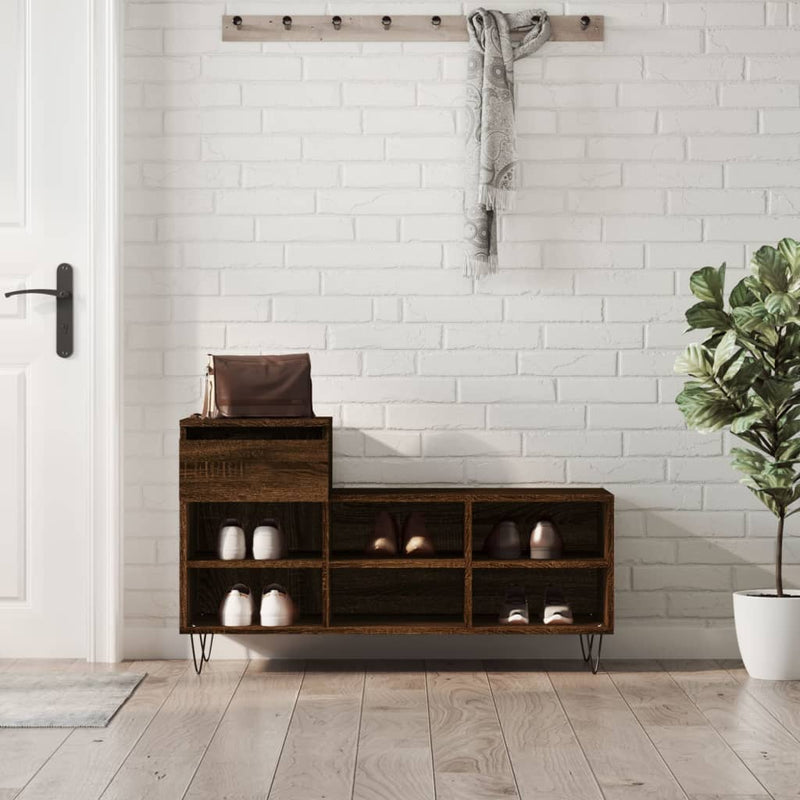 Load image into Gallery viewer, Vidaxl schoenenkast 102x36x60 cm bewerkt hout bruin eikenkleur
