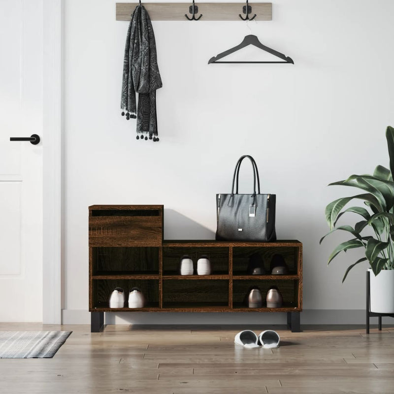 Load image into Gallery viewer, Vidaxl schoenenkast 102x36x60 cm bewerkt hout bruin eikenkleur
