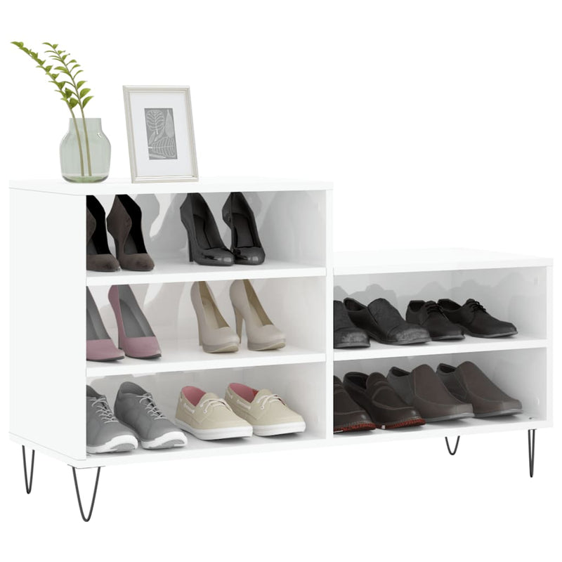 Load image into Gallery viewer, Vidaxl schoenenkast 102x36x60 cm bewerkt hout hoogglans wit
