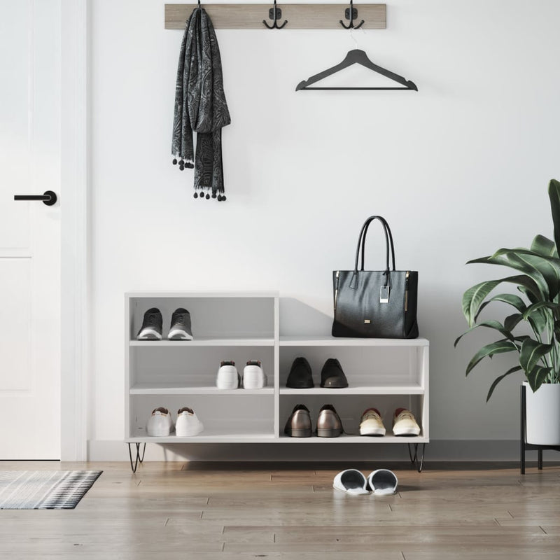 Load image into Gallery viewer, Vidaxl schoenenkast 102x36x60 cm bewerkt hout hoogglans wit
