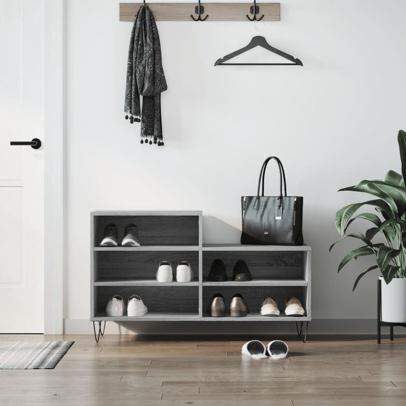 Load image into Gallery viewer, Vidaxl schoenenkast 102x36x60 cm bewerkt hout sonoma grijs
