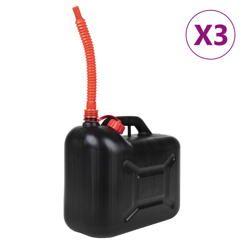 Load image into Gallery viewer, Vidaxl brandstoftanks 3 st met flexibel mondstuk zwart 20 l kunststof
