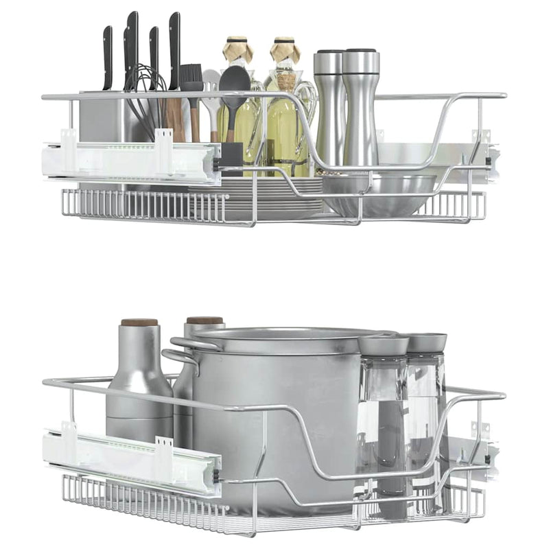 Load image into Gallery viewer, Vidaxl draadmanden uittrekbaar 2 st 45 cm zilverkleurig
