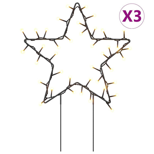 Vidaxl kerstverlichting ster 3 st met grondpinnen 50 led's 29 cm