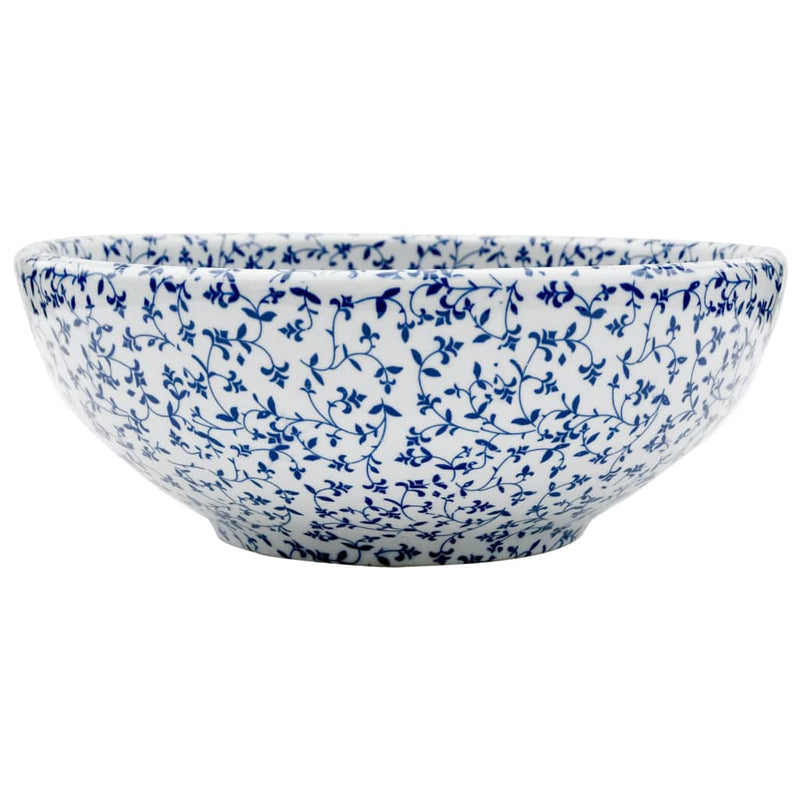 Load image into Gallery viewer, Vidaxl opzetwasbak rond φ41x14 cm keramiek wit en blauw
