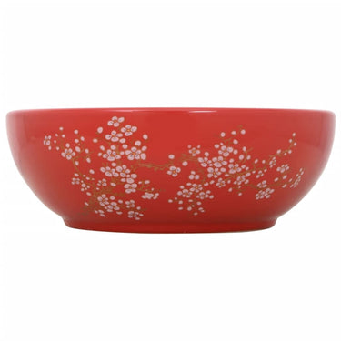 Vidaxl opzetwasbak rond φ41x14 cm keramiek wit en rood