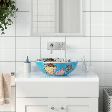 Vidaxl opzetwasbak rond φ41x14 cm keramiek meerkleurig