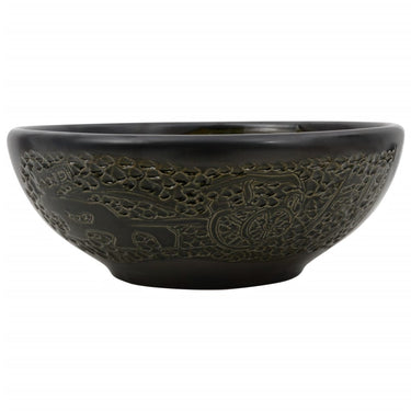 Vidaxl opzetwasbak rond φ41x14 cm keramiek zwart