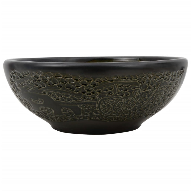 Load image into Gallery viewer, Vidaxl opzetwasbak rond φ41x14 cm keramiek zwart
