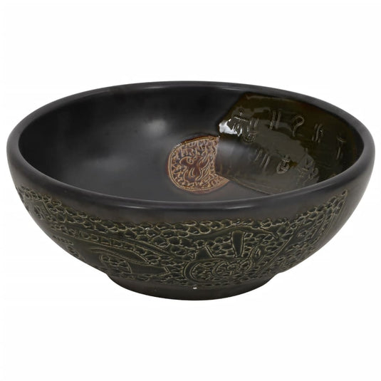 Vidaxl opzetwasbak rond φ41x14 cm keramiek zwart