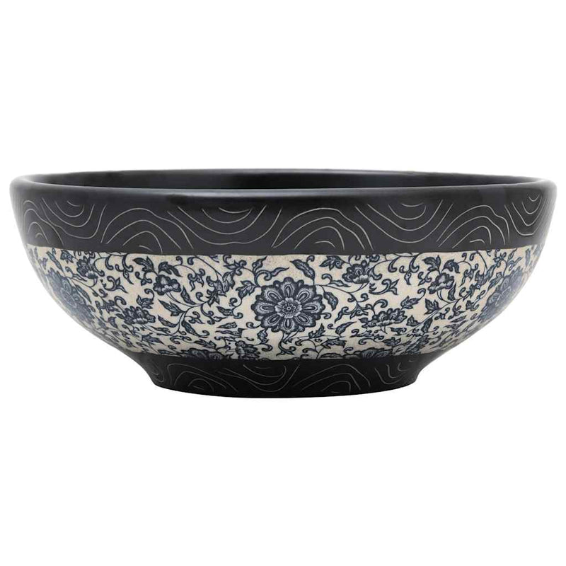 Afbeelding laden in galerijviewer, Vidaxl opzetwasbak rond φ41x14 cm keramiek zwart en blauw
