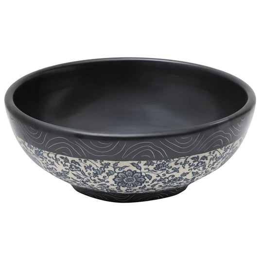 Vidaxl opzetwasbak rond φ41x14 cm keramiek zwart en blauw