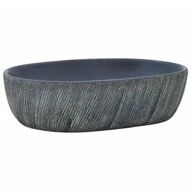 Vidaxl opzetwasbak ovaal 47x33x13 cm keramiek zwart en grijs