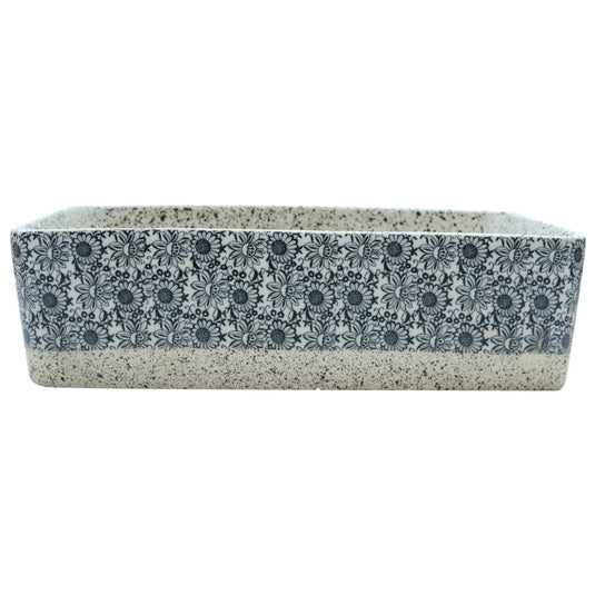 Vidaxl opzetwasbak rechthoekig 46x35,5x13 cm keramiek grijs en blauw