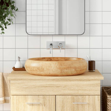 Vidaxl opzetwasbak ovaal 59x40x15 cm keramiek bruin