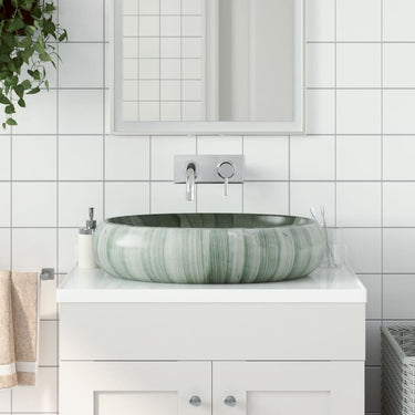 Vidaxl opzetwasbak ovaal 59x40x15 cm keramiek groen