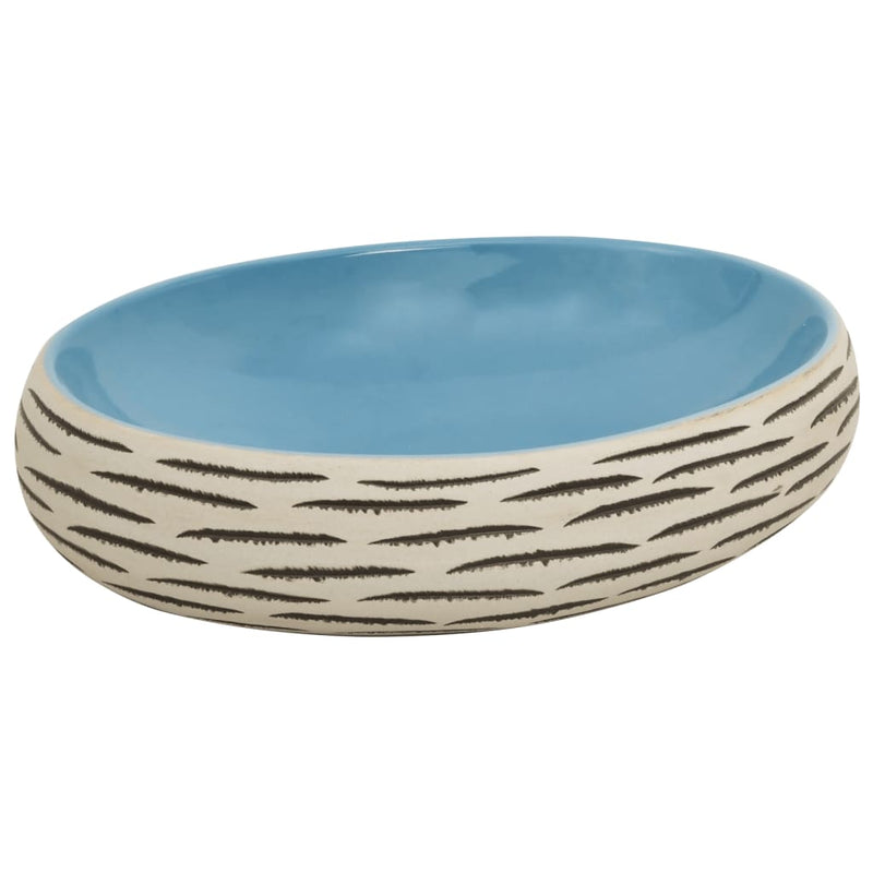 Load image into Gallery viewer, Vidaxl opzetwasbak ovaal 59x40x15 cm keramiek meerkleurig
