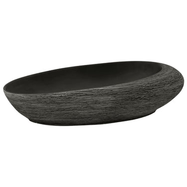 Vidaxl opzetwasbak ovaal 59x40x14 cm keramiek grijs en zwart