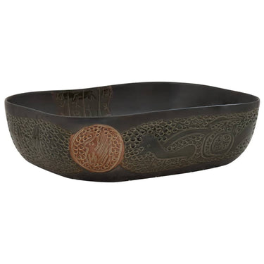 Vidaxl opzetwasbak rechthoekig 48x37,5x13,5 cm keramiek zwart