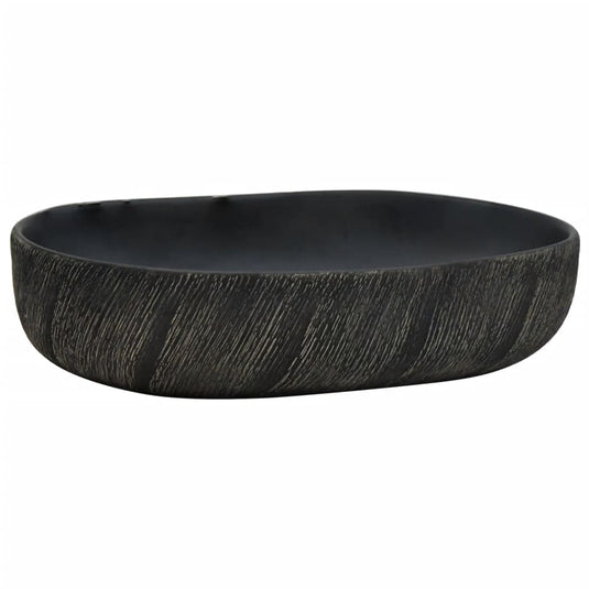 Vidaxl opzetwasbak ovaal 59x40x14 cm keramiek zwart