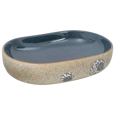 Vidaxl opzetwasbak ovaal 59x40x14 cm keramiek zandkleurig en blauw