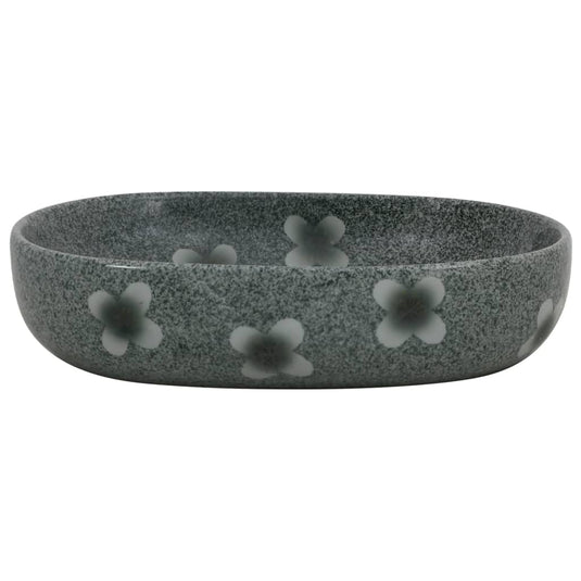 Vidaxl opzetwasbak ovaal 59x40x14 cm keramiek blauw