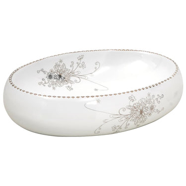 Vidaxl opzetwasbak ovaal 59x40x15 cm keramiek wit