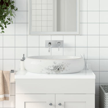 Vidaxl opzetwasbak ovaal 59x40x15 cm keramiek wit