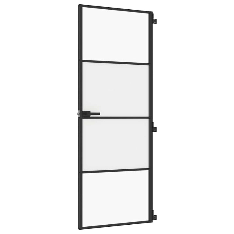 Load image into Gallery viewer, Vidaxl binnendeur smal 76x201,5 cm gehard glas en aluminium zwart
