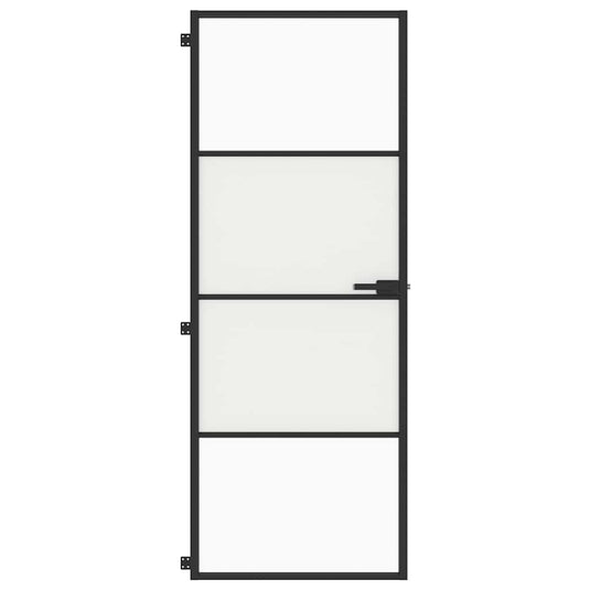 Vidaxl binnendeur smal 76x201,5 cm gehard glas en aluminium zwart