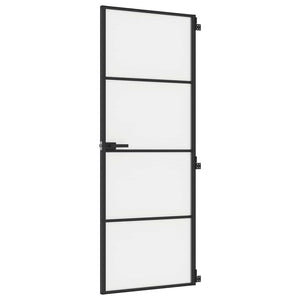 Vidaxl binnendeur smal 76x201,5 cm gehard glas en aluminium zwart