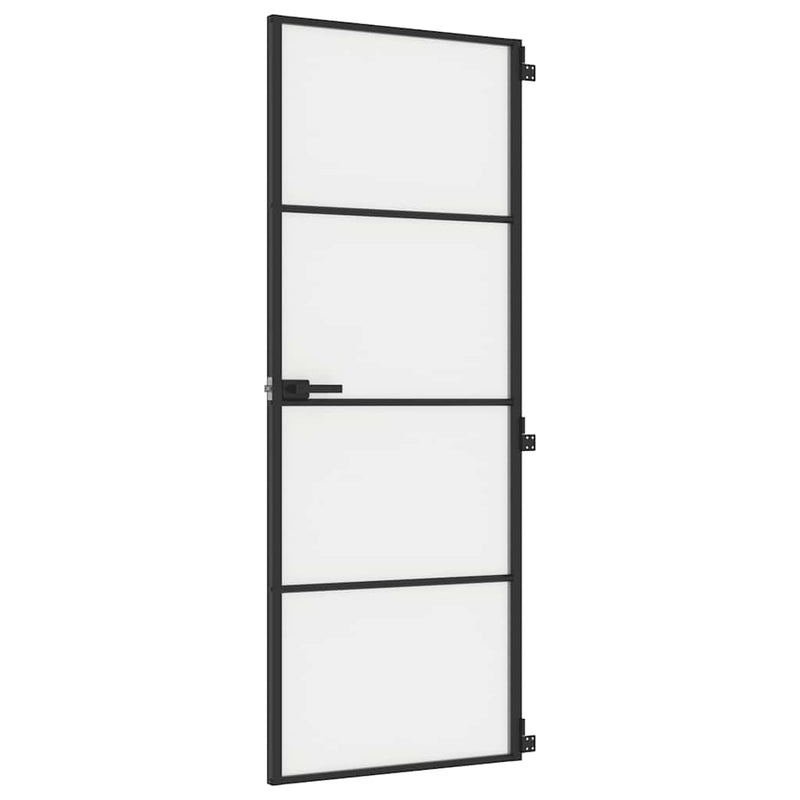 Load image into Gallery viewer, Vidaxl binnendeur smal 76x201,5 cm gehard glas en aluminium zwart
