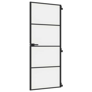 Vidaxl binnendeur smal 83x201,5 cm gehard glas en aluminium zwart