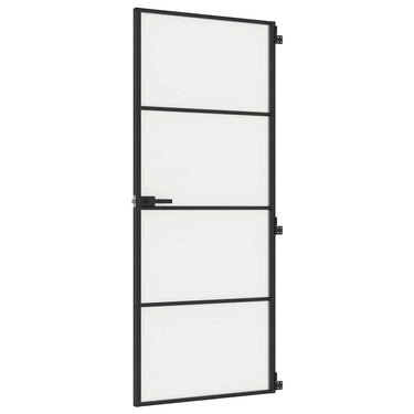 Vidaxl binnendeur smal 83x201,5 cm gehard glas en aluminium zwart