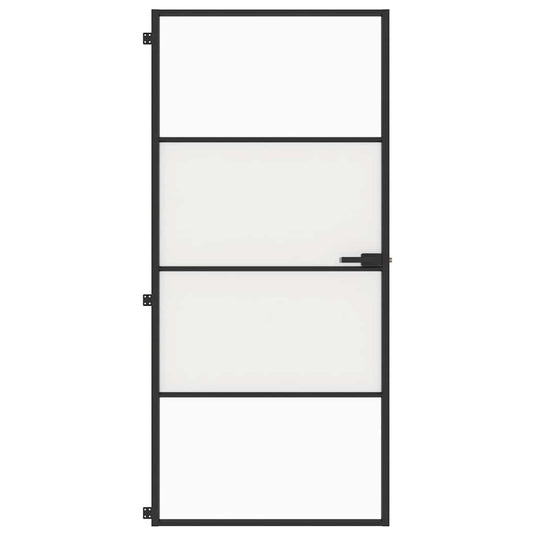 Vidaxl binnendeur smal 93x201,5 cm gehard glas en aluminium zwart