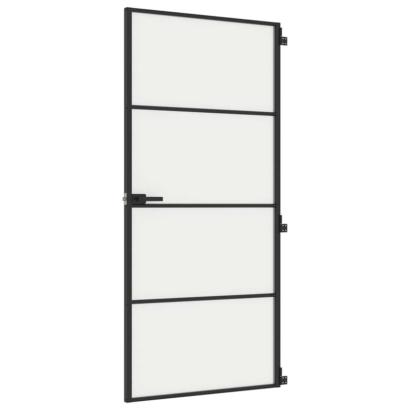 Load image into Gallery viewer, Vidaxl binnendeur smal 93x201,5 cm gehard glas en aluminium zwart

