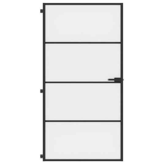 VidaXL Binnendeur smal 102,5x201,5 cm gehard glas en aluminium zwart
