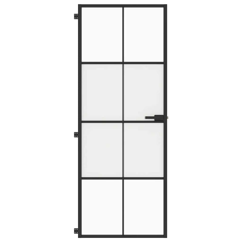 Load image into Gallery viewer, Vidaxl binnendeur smal 76x201,5 cm gehard glas en aluminium zwart
