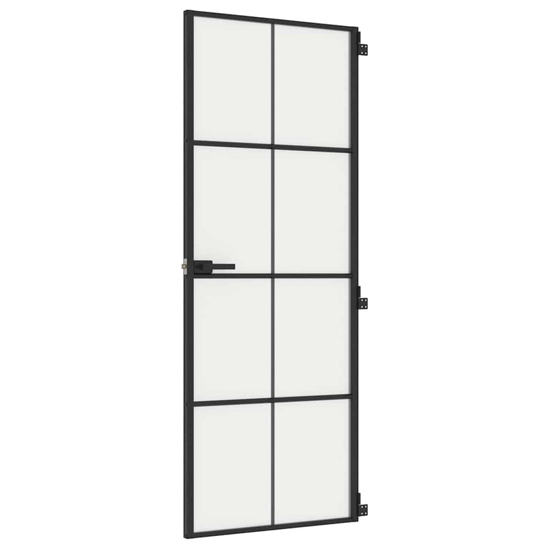 Load image into Gallery viewer, Vidaxl binnendeur smal 76x201,5 cm gehard glas en aluminium zwart
