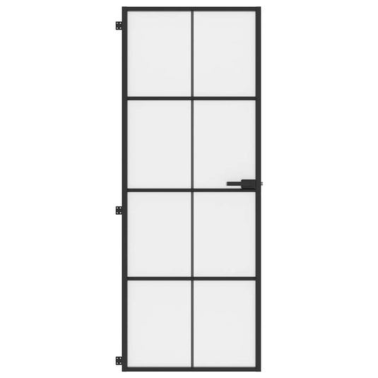 Vidaxl binnendeur smal 76x201,5 cm gehard glas en aluminium zwart