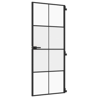 Vidaxl binnendeur smal 83x201,5 cm gehard glas en aluminium zwart