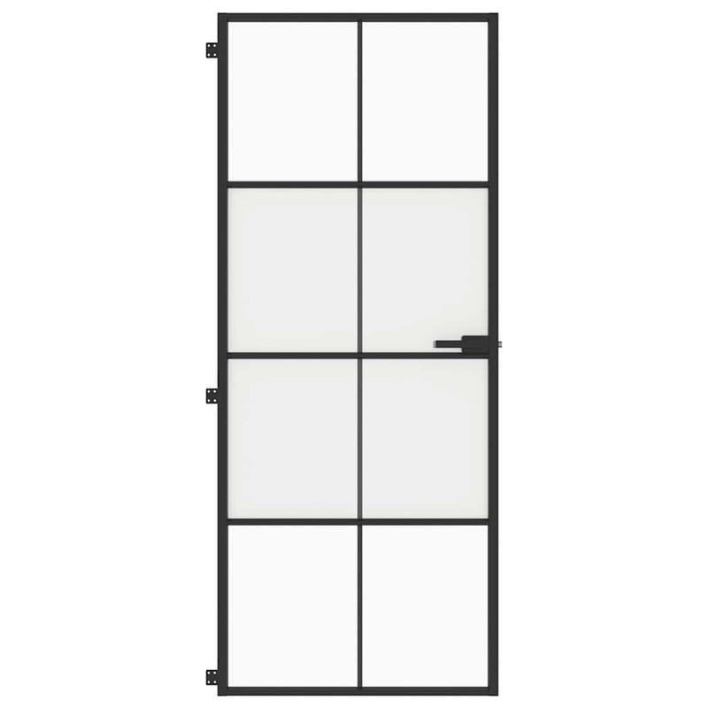 Load image into Gallery viewer, Vidaxl binnendeur smal 83x201,5 cm gehard glas en aluminium zwart
