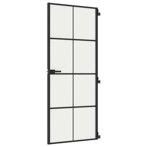 Vidaxl binnendeur smal 83x201,5 cm gehard glas en aluminium zwart