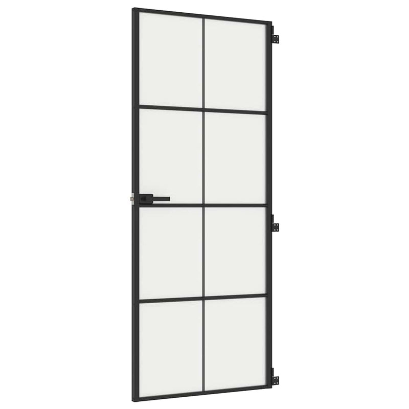 Load image into Gallery viewer, Vidaxl binnendeur smal 83x201,5 cm gehard glas en aluminium zwart

