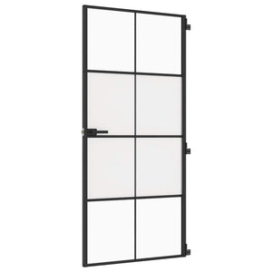 Vidaxl binnendeur smal 93x201,5 cm gehard glas en aluminium zwart