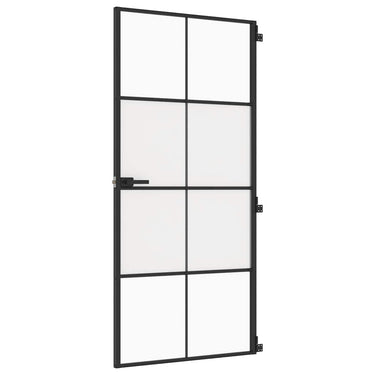 Vidaxl binnendeur smal 93x201,5 cm gehard glas en aluminium zwart