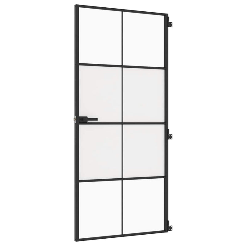 Load image into Gallery viewer, Vidaxl binnendeur smal 93x201,5 cm gehard glas en aluminium zwart
