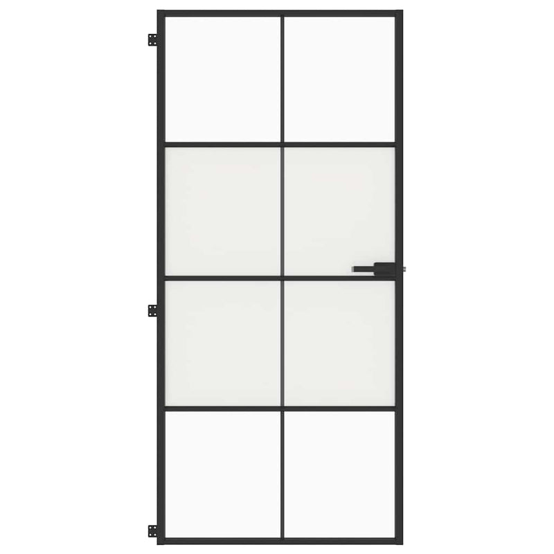 Load image into Gallery viewer, Vidaxl binnendeur smal 93x201,5 cm gehard glas en aluminium zwart
