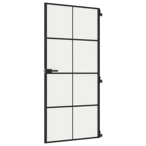 Vidaxl binnendeur smal 93x201,5 cm gehard glas en aluminium zwart