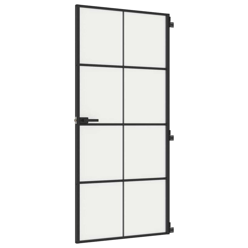 Load image into Gallery viewer, Vidaxl binnendeur smal 93x201,5 cm gehard glas en aluminium zwart
